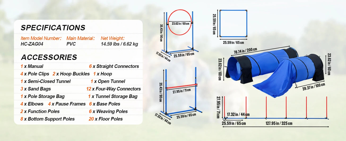 Dog Agility Training Set – 4 PCS Hurdles, Poles, Ring & Box 🐾🏃‍♂️