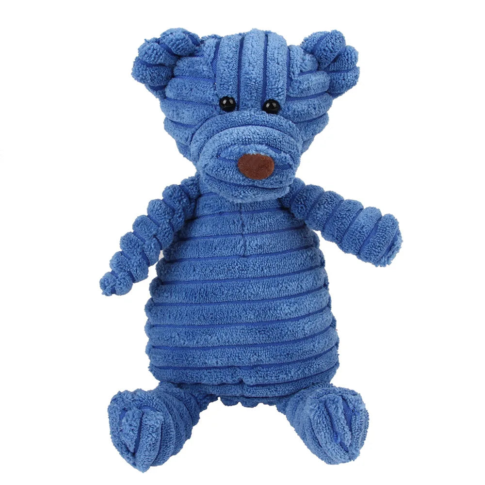 🐵🐷 Corduroy Monkey & Pig Plush Dog Toy – Squeaky, Durable & Fun