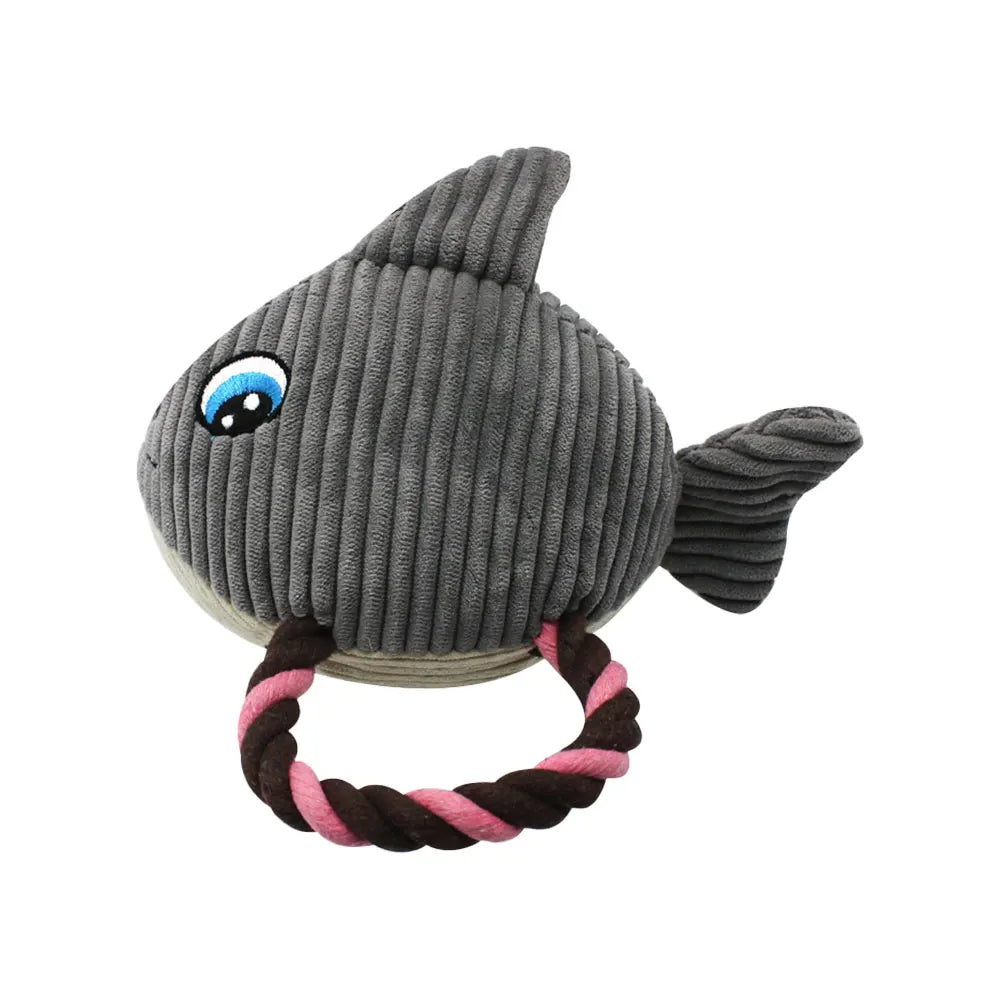 Bite-Resistant Squeaky Dog Plush Toy – Shark, Turtle, Fish Chew Toys for Puppies and Dogs