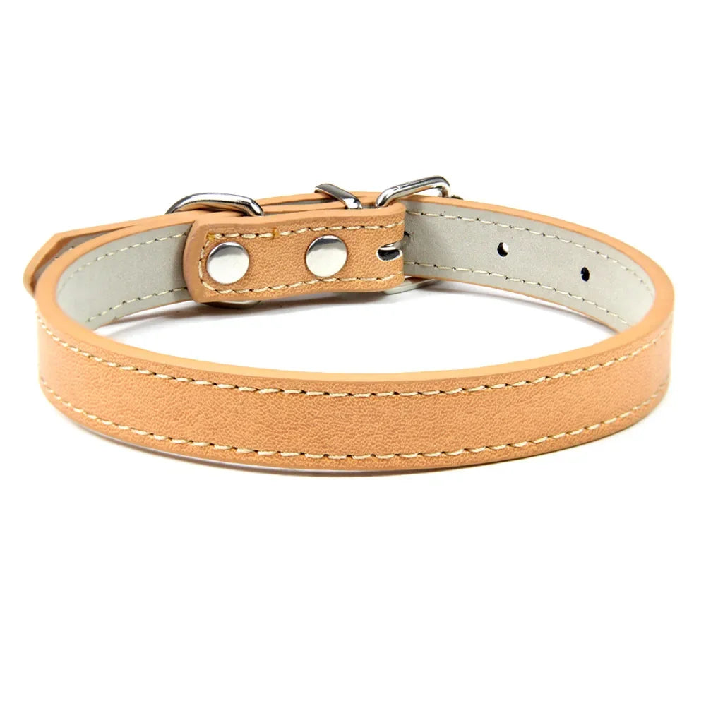 Soft Leather Adjustable Dog Collar – Safe & Stylish for Dogs and Cats