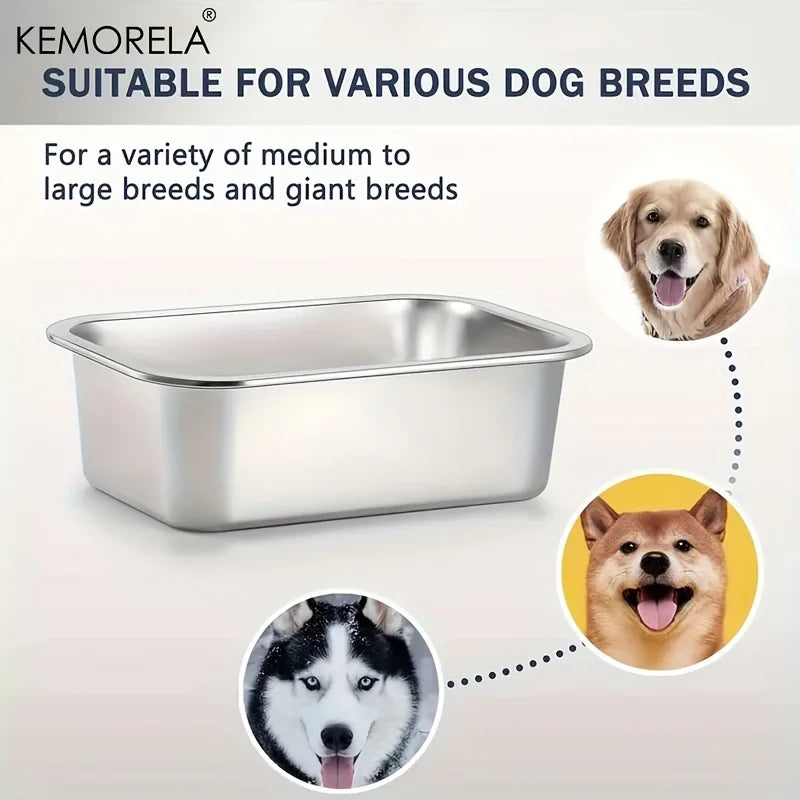KEMORELA Stainless Steel Dog Bowl - 3.2L & 4.7L Large Capacity Anti-Overturning Pet Food & Water Bowl for Small & Large Dogs