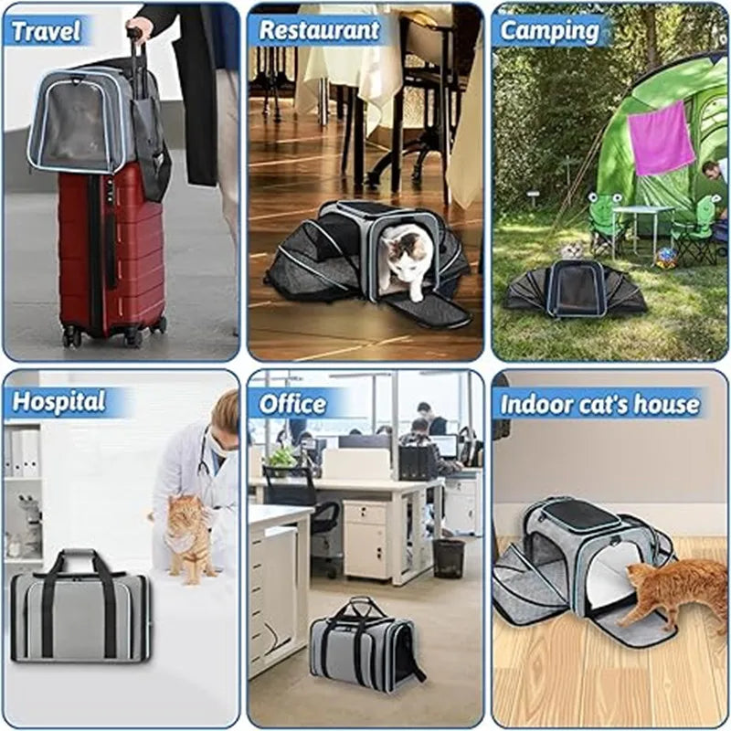 Pet Carrier Backpack – Portable Foldable Cat & Dog Travel Bag, Breathable Pet Transport Carrier for Outdoor Trips