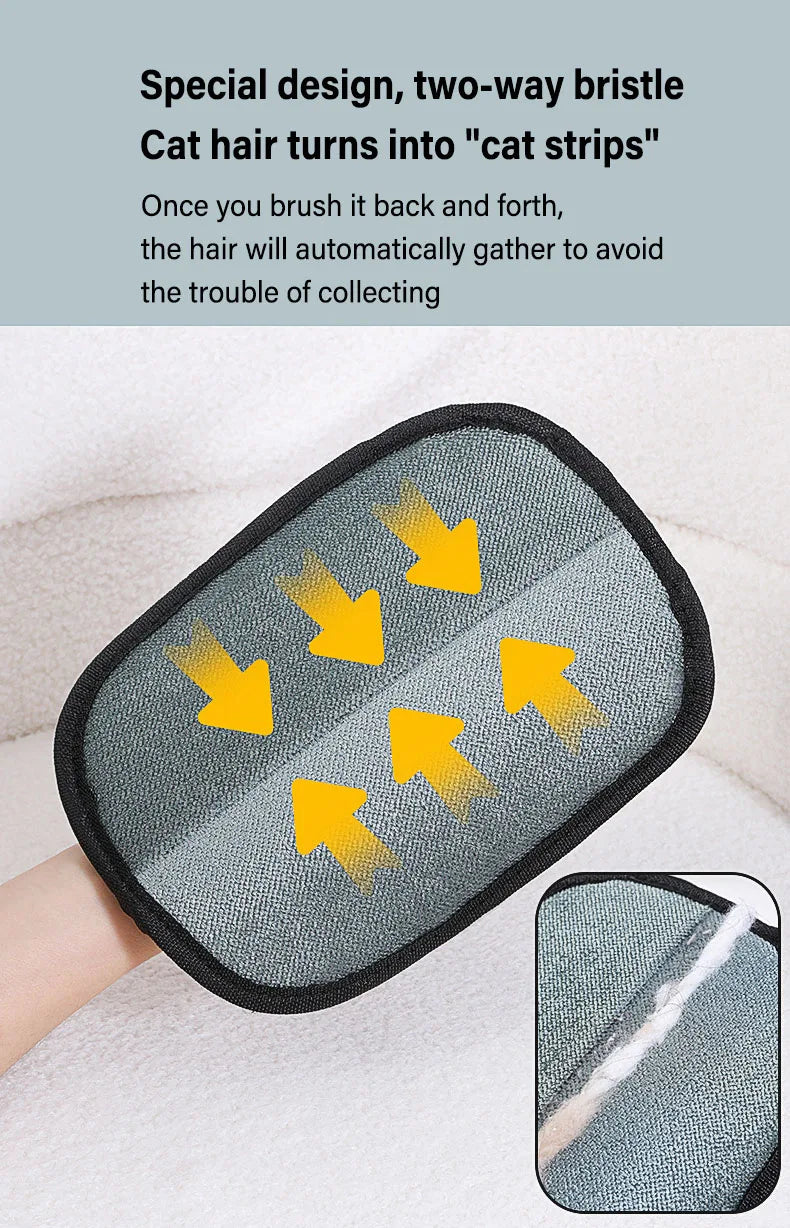 Pet Grooming Gloves 🐾 Hair Remover for Sofa, Carpet & Clothes