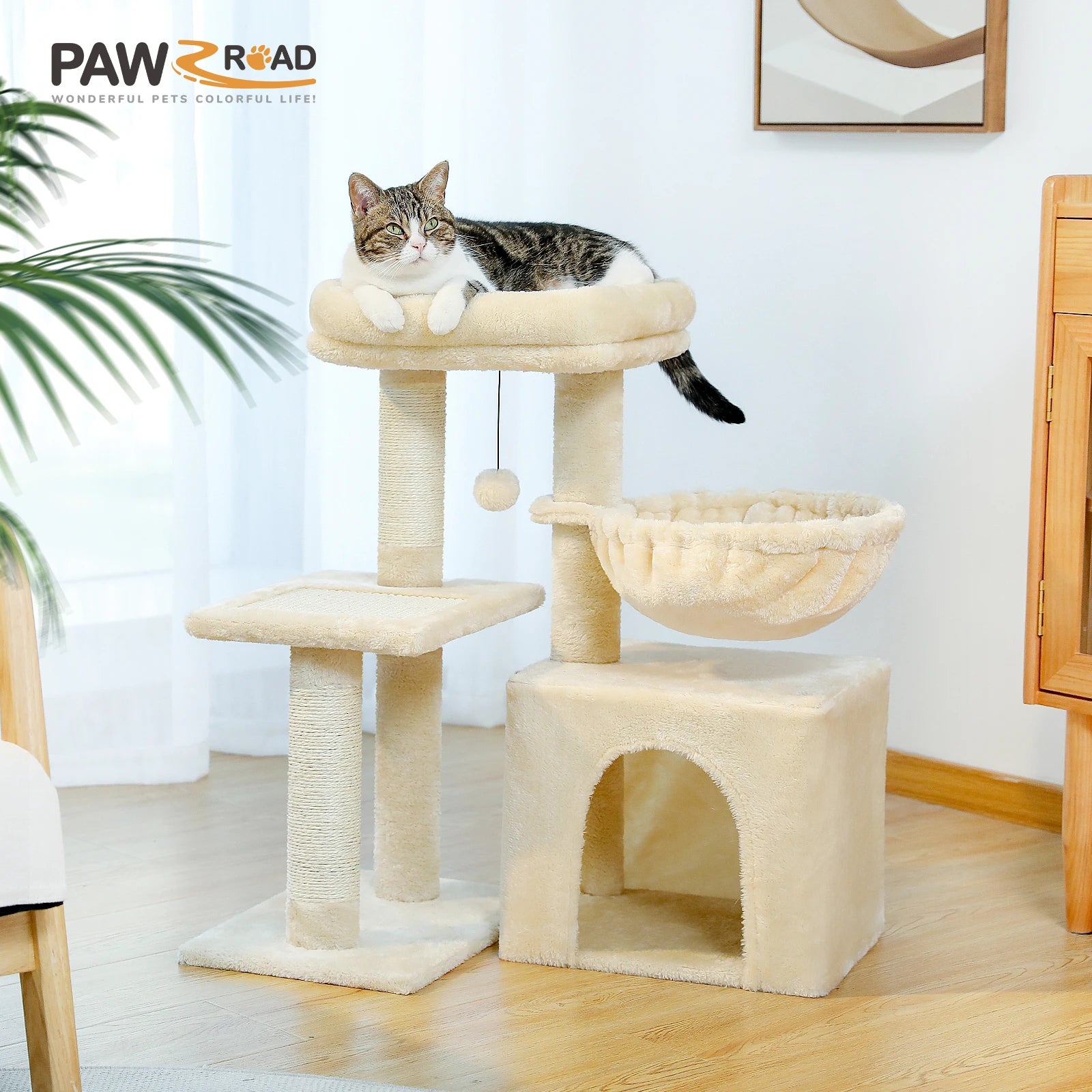 Cat Tree Tower – Scratching Posts, Hammock & Perch
