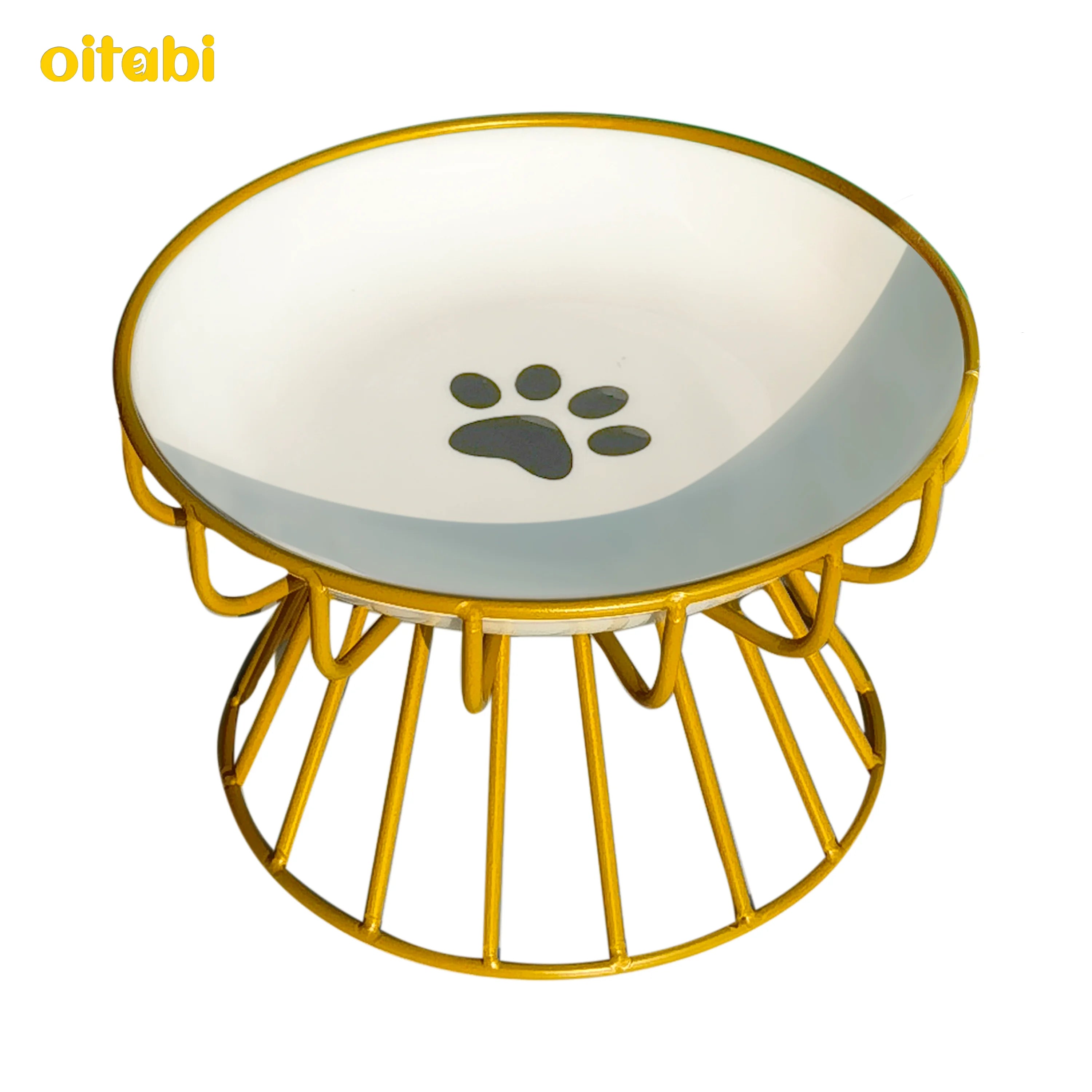 🐾 Oitabi Elevated Cat Bowls – Raised Ceramic Food Dishes with Metal Stand