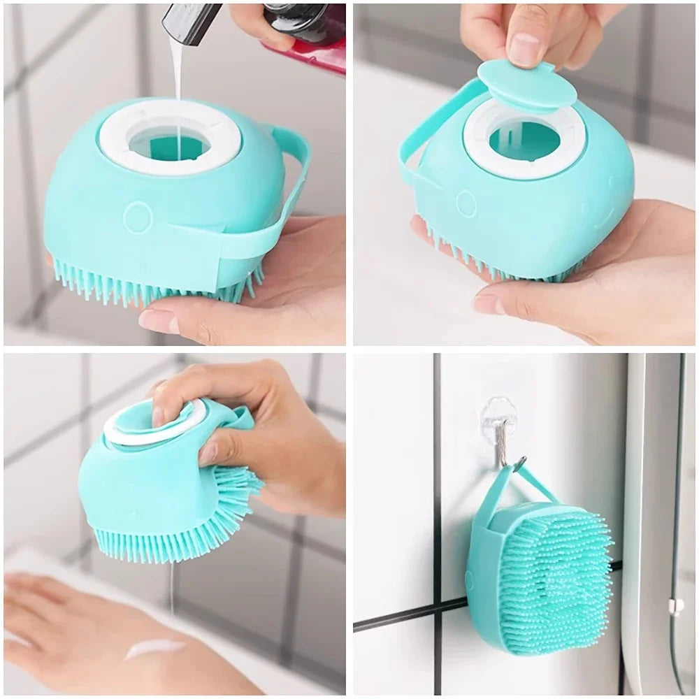 Soft Silicone Pet Bath Massage Brush – Multifunctional Grooming Tool for Dogs & Cats