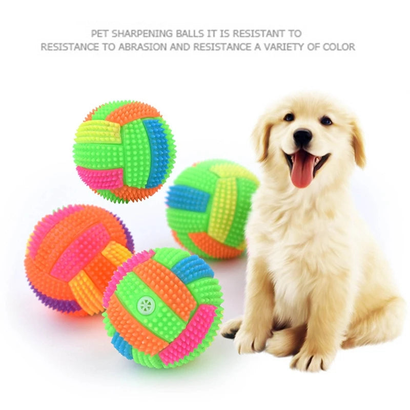 Squeaky Glowing Dog Chew Ball – Non-Toxic Rubber Toy for Small to Large Dogs, Teeth Cleaning & Boredom Relief