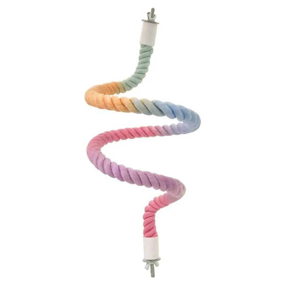 Colorful Cotton Parrot Rope Pole with Screw Clip – Rotating Bird Perch & Climbing Toy