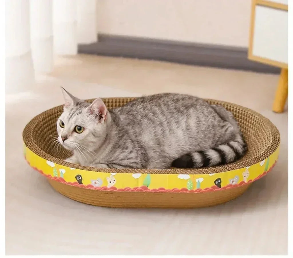 🐱 Oval Cat Scratching Board – Furniture Protector & Cozy Cat Nest