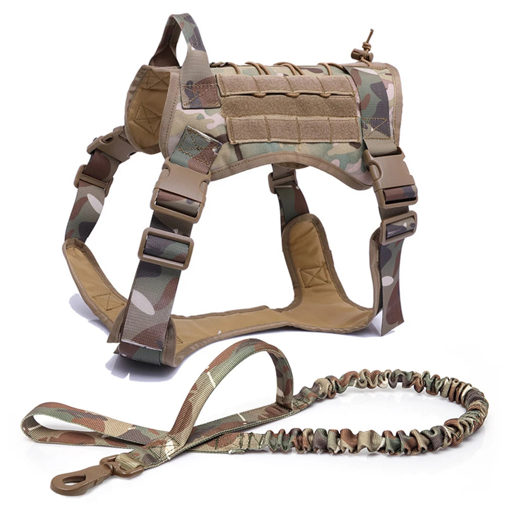 Tactical Dog Harness, Leash & Collar Set – Adjustable Military Pet Vest for Medium & Large Dogs