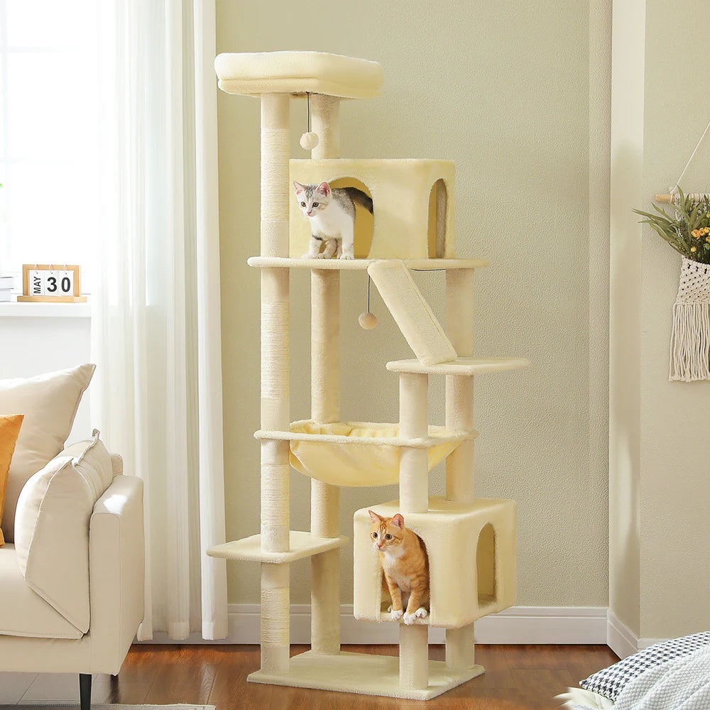 🛋️ 180cm Large Cat Tree Tower – Multi-Level Indoor Cat Furniture with Hammock, Sisal Scratching Posts & Cozy Perches