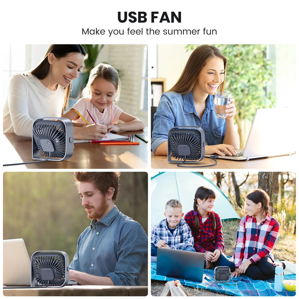 🌬️ TOPK USB Desk Fan – Portable Mini Fan with 3 Speeds | Quiet Cooling Fan for Home, Office, Desktop
