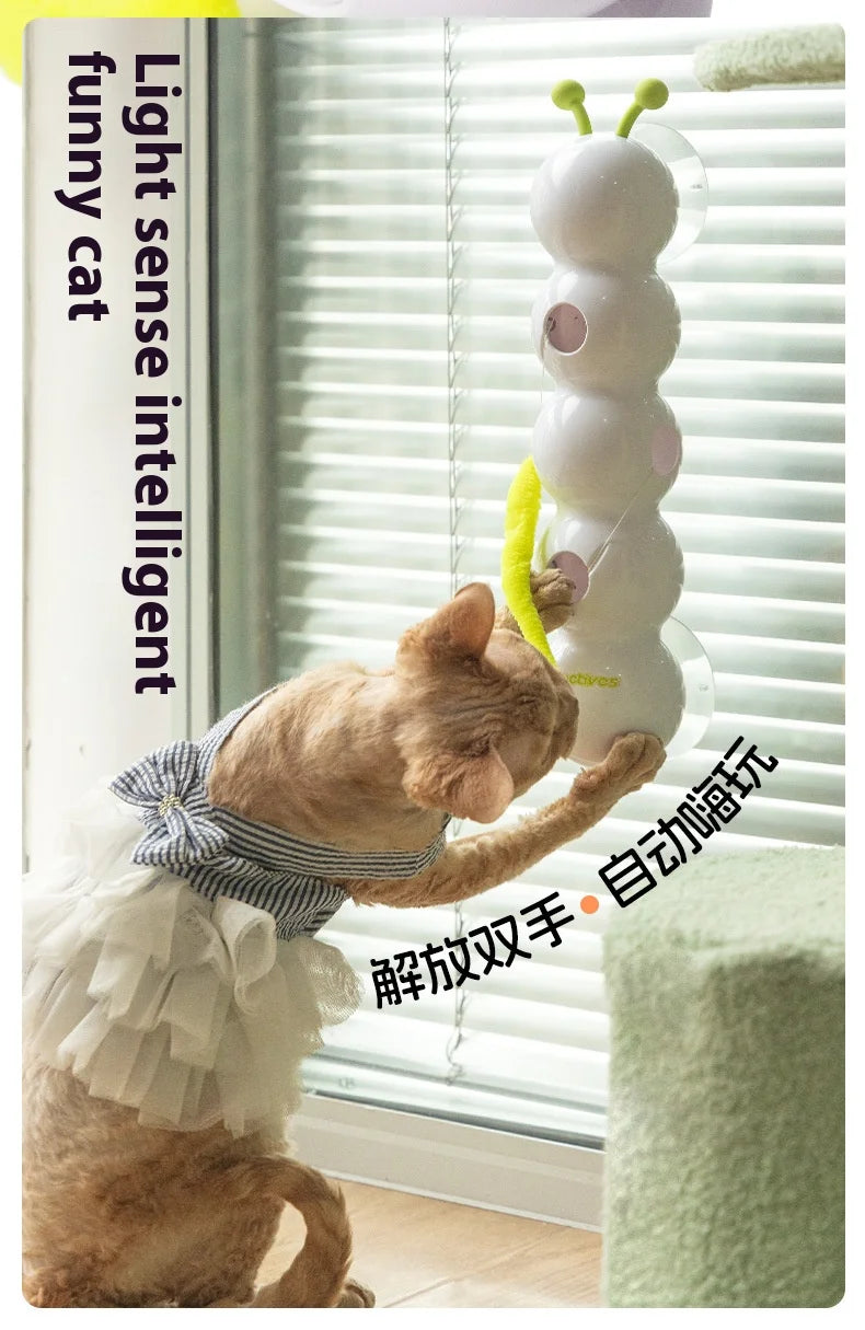 🐛 Intelligent Interactive Cat Toy – Auto Pop-Up Earthworm with Tail & Motion Activation