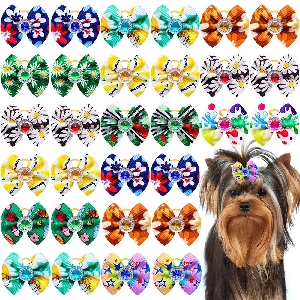 Dog Hair Bows 🎀 20pcs Summer Diamond Grooming Acce