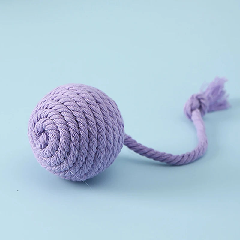 Colorful Cotton Rope Weave Ball – Interactive Teaser & Chew Toy for Cats & Dogs