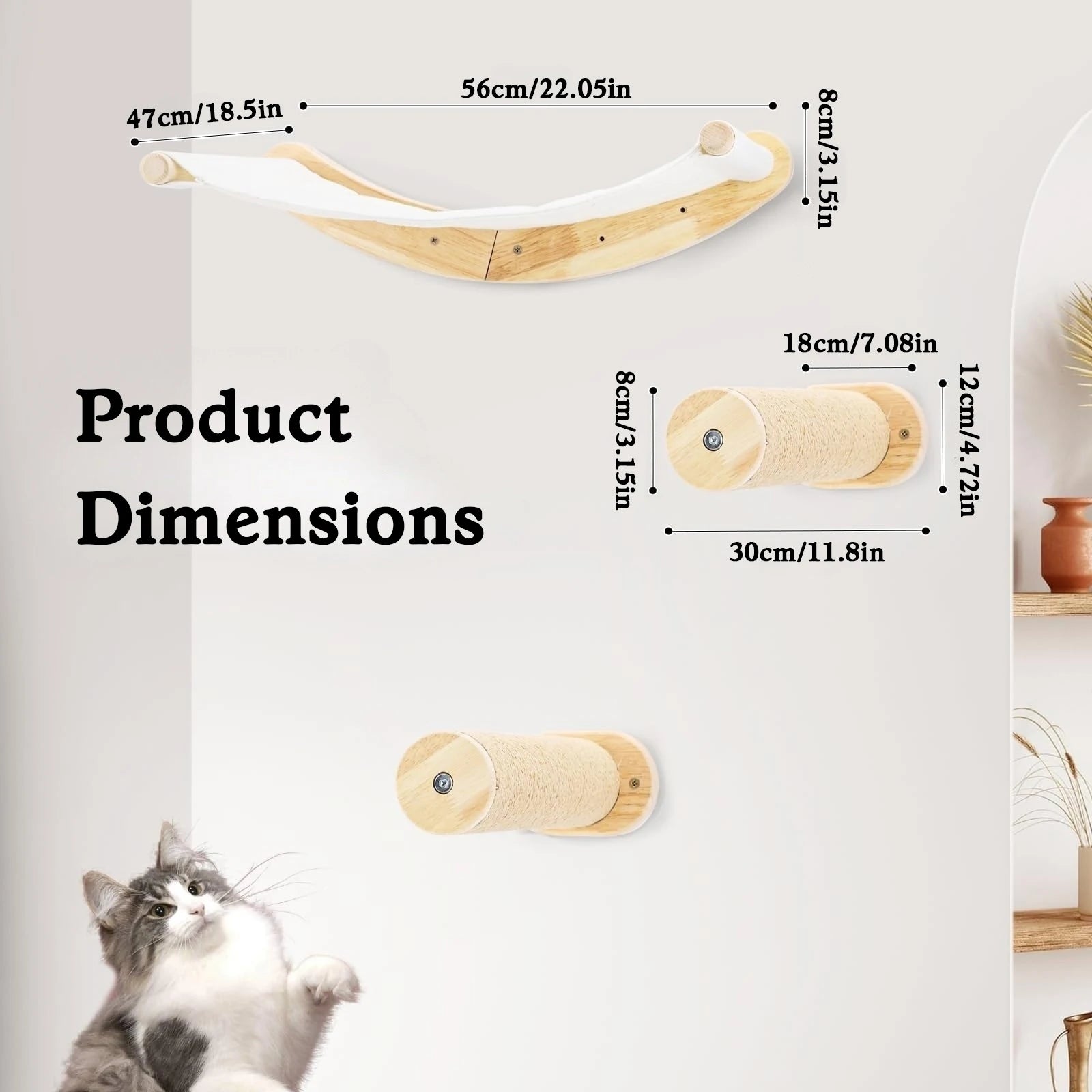 🐾 Wall-Mounted Cat Hammock with Steps – Cozy, Space-Saving Cat Shelf