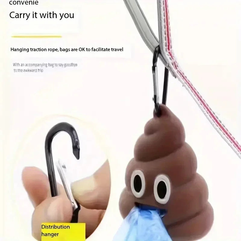 Funny Poop-Shaped Dog Waste Bag Dispenser – Portable Poop Bag Holder with Clip for Leash, Outdoor Walking & Travel