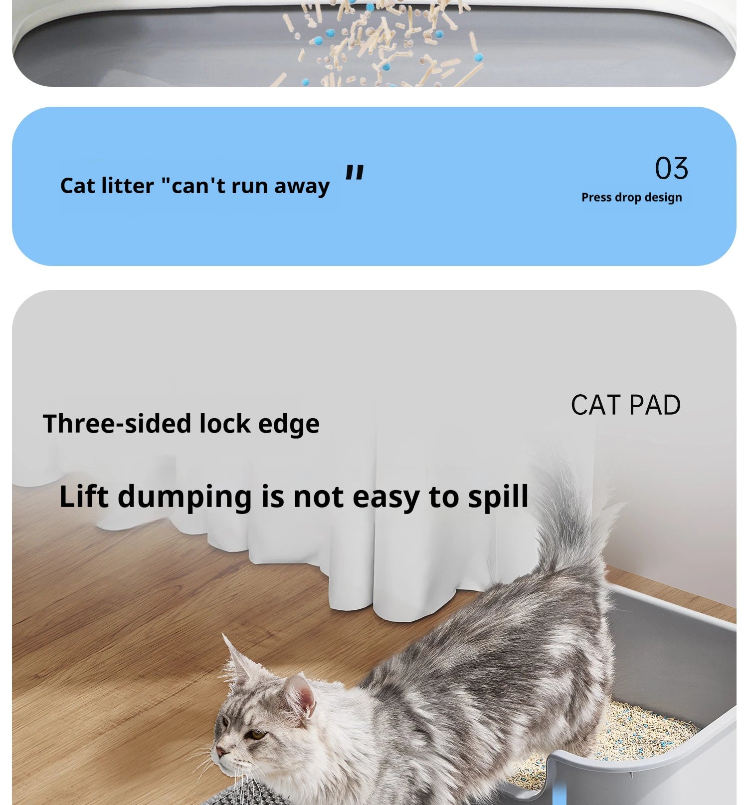 60x90cm Waterproof Double Layer Cat Litter Mat – Washable, Non-Slip Pet Toilet Mat for Litter Box Cleaning