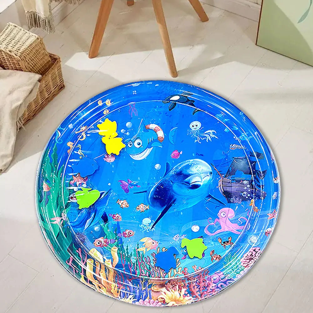 Inflatable Water Sensory Play Mat for Cats & Dogs – Ocean Theme Pet Playmat with Floating Fish Toys