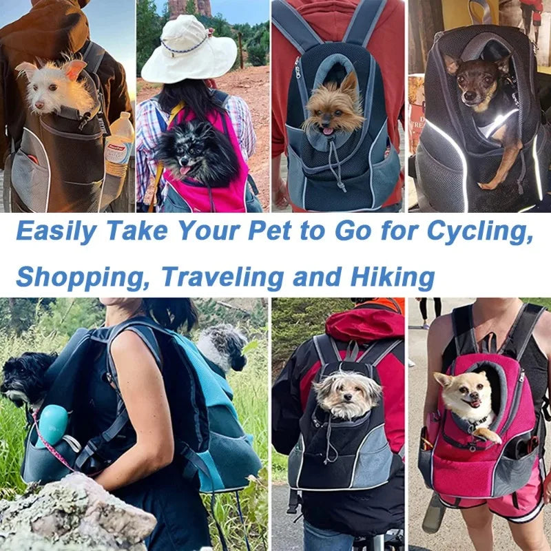 Double Shoulder Pet Carrier Backpack – Portable Mesh Dog Travel Bag for Outdoor Adventures