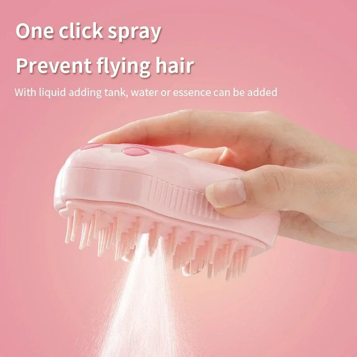 🧼 3-in-1 Pet Steam Brush – Electric Spray Grooming Comb for Cats & Dogs