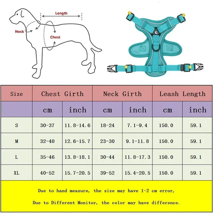 🐾 No Pull Dog Harness & Leash Set – Reflective Adjustable Mesh Vest for Small Dogs & Cats
