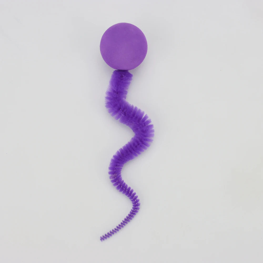 Plush Long Tail Cat Toy – Interactive Ball with Wood Ring for Training