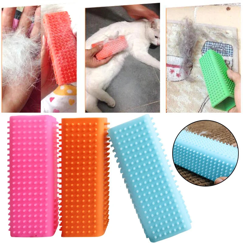 Silicone Rubber Pet Hair Remover Brush – Hollow Design for Dogs & Cats – Reusable Cleaner for Furniture, Cars, Carpet & Clothes
