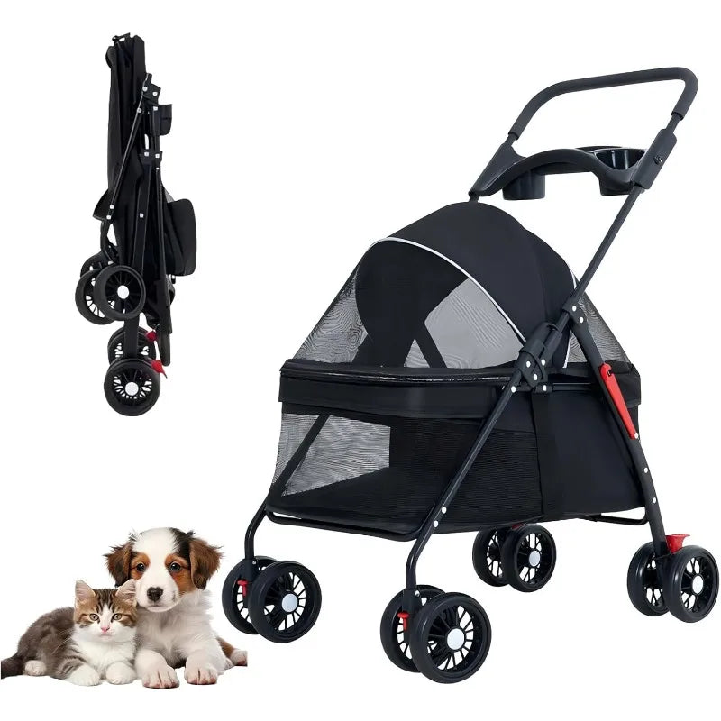 Pet Stroller for Dogs & Cats – Lightweight, Foldable, Travel-Friendly