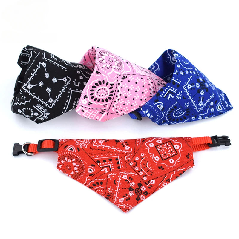 Adjustable Pet Triangle Scarf – Printed Dog & Cat Saliva Towel Neckerchief for Puppies & Kittens