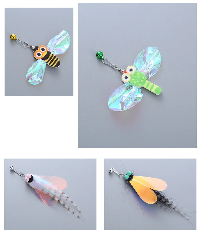 Plush Feather Bird Replacement Head for Cat Stick – Interactive Magic Wand with Bell