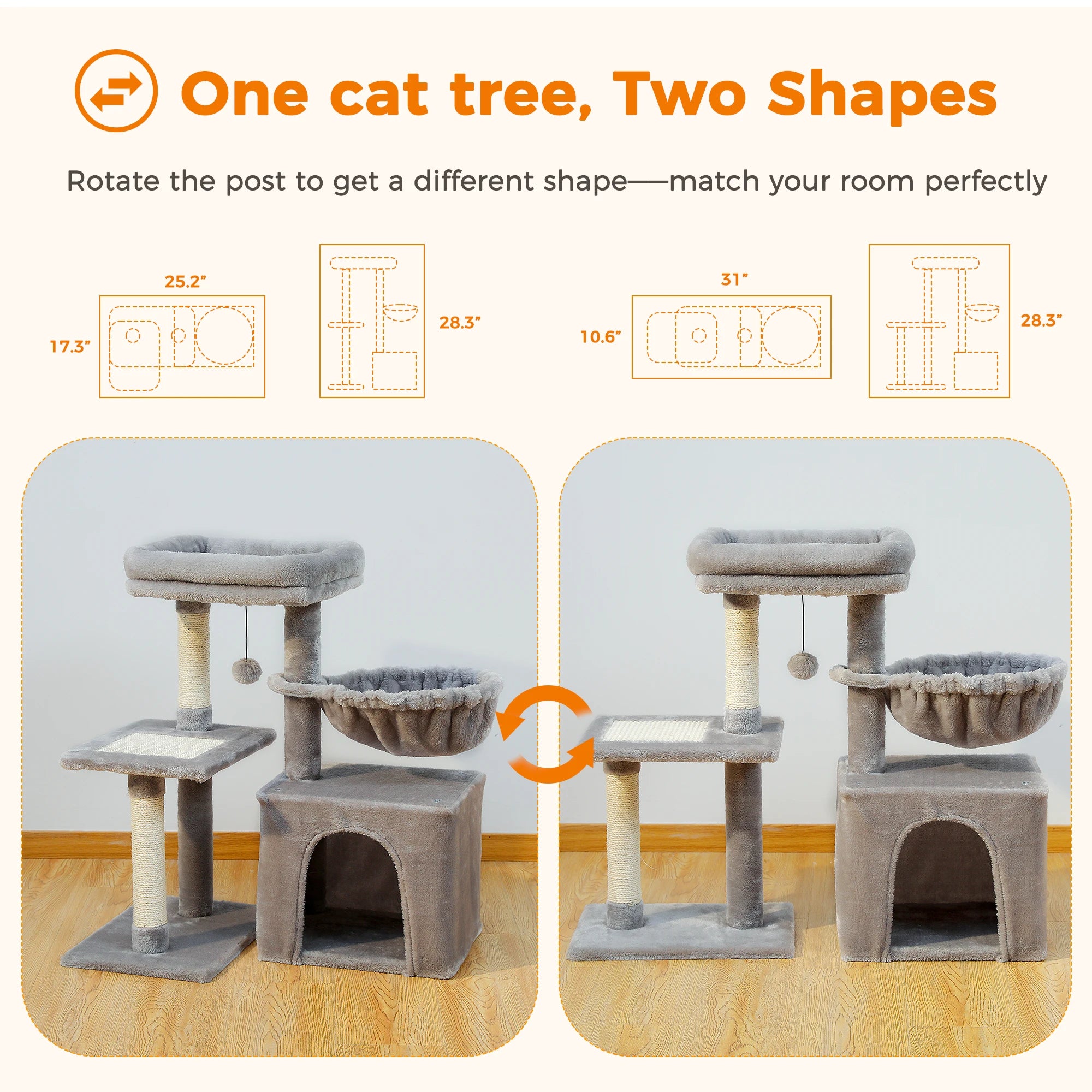 Cat Tree Tower – Scratching Posts, Hammock & Perch