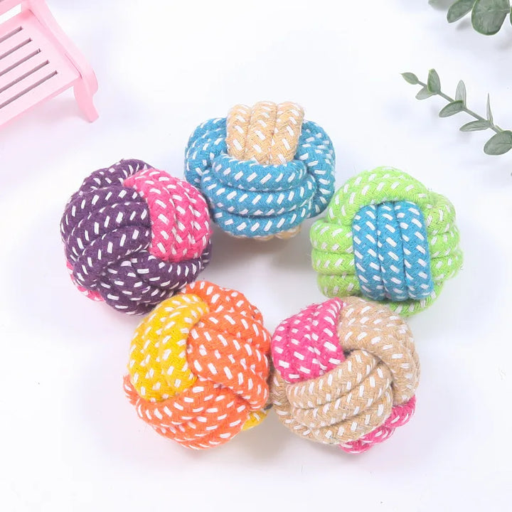Mini Cotton Rope Dog Ball – Interactive Chew & Toothbrush Toy for Puppies
