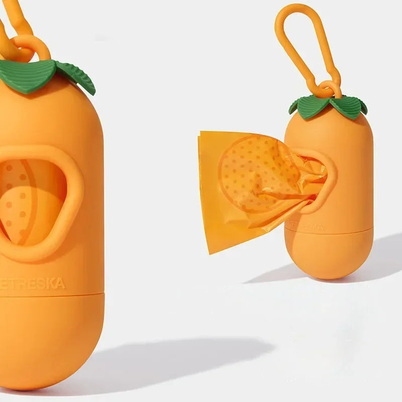 Orange Scented Dog Poop Bags – Degradable Waste Bags with Portable Dispenser for Dog Walking & Cleanup