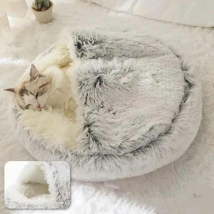 Soft Plush Round Cat Bed – Warm, Cozy Winter Nest for Cats & Small Dogs