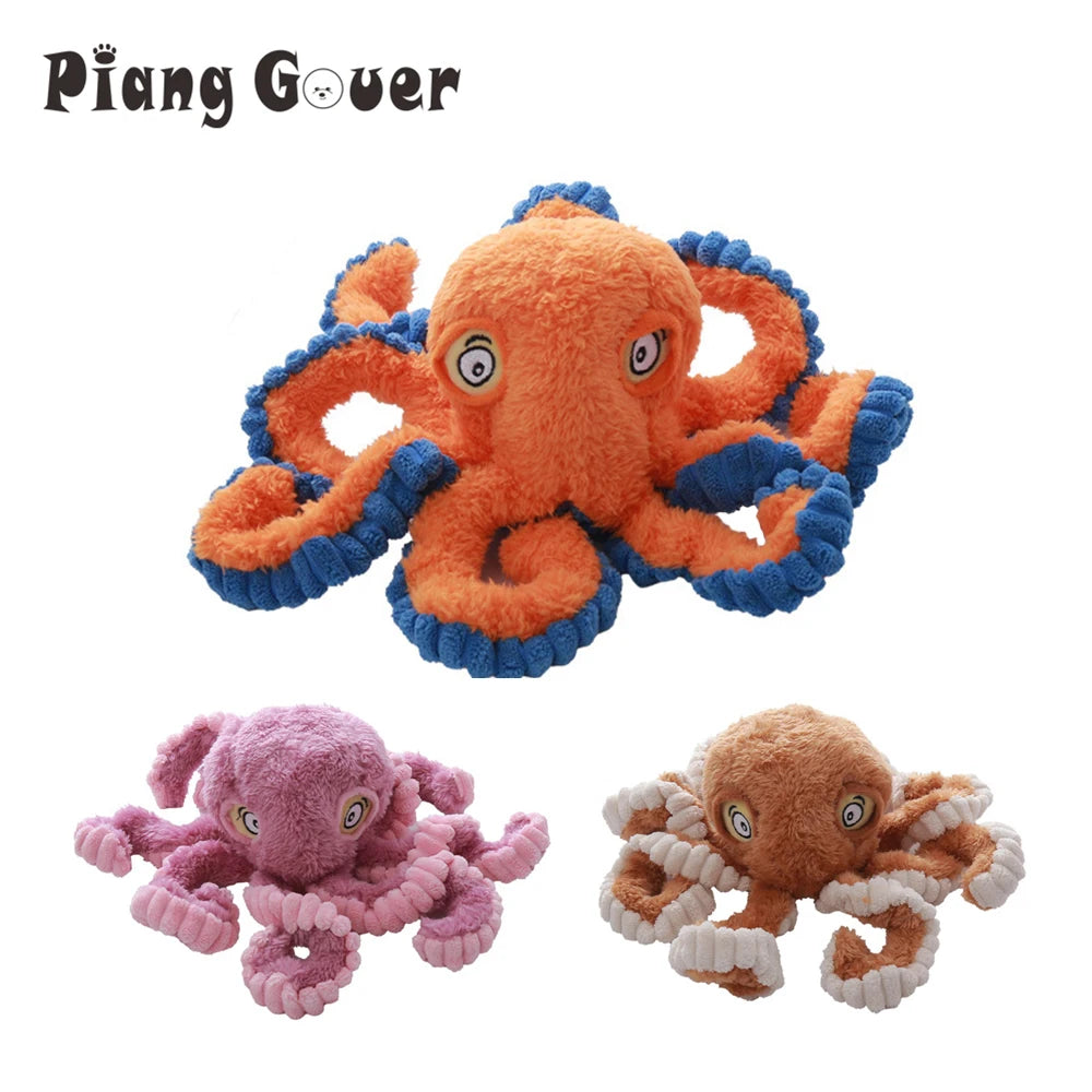 🐙 Plush Octopus Dog Toy – Squeaky Chew Toy for Interactive Play & Boredom Relief 🐾🎵