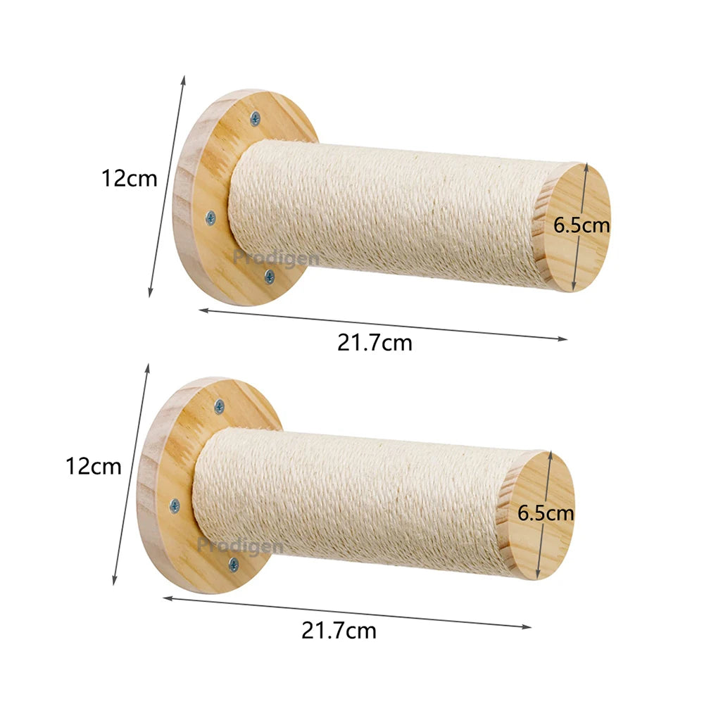 🐾 Wall-Mounted Cat Scratching Post – Wooden Kitten Tree with Thick Columns for Large Cats