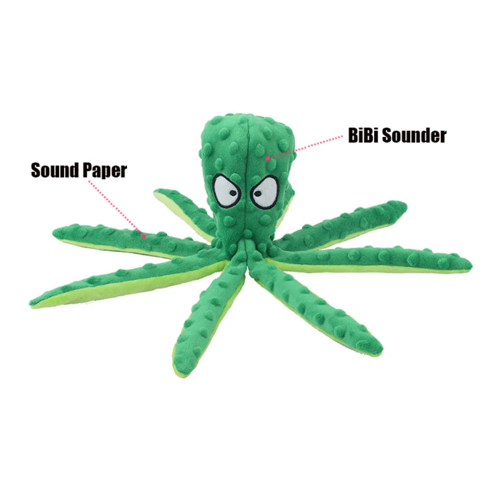 Interactive Plush Octopus Pet Toy – Bite-Resistant Voice Puzzle Toy for Cats & Dogs – Chew & Teeth Cleaning Pet Toy