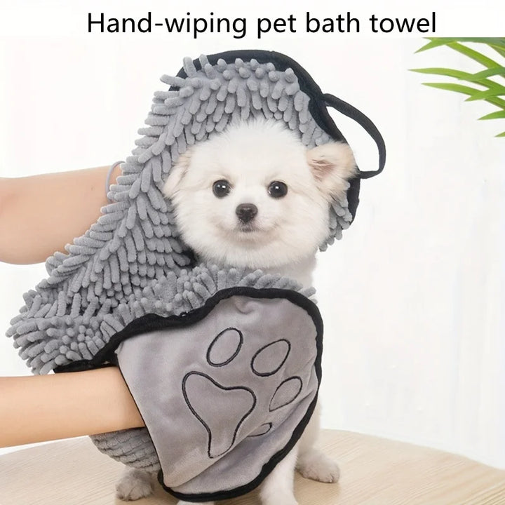 1 pet bath towel, made of Chenille material, specially designed for dogs, quickly absorbs water, suitable for cats and dogs