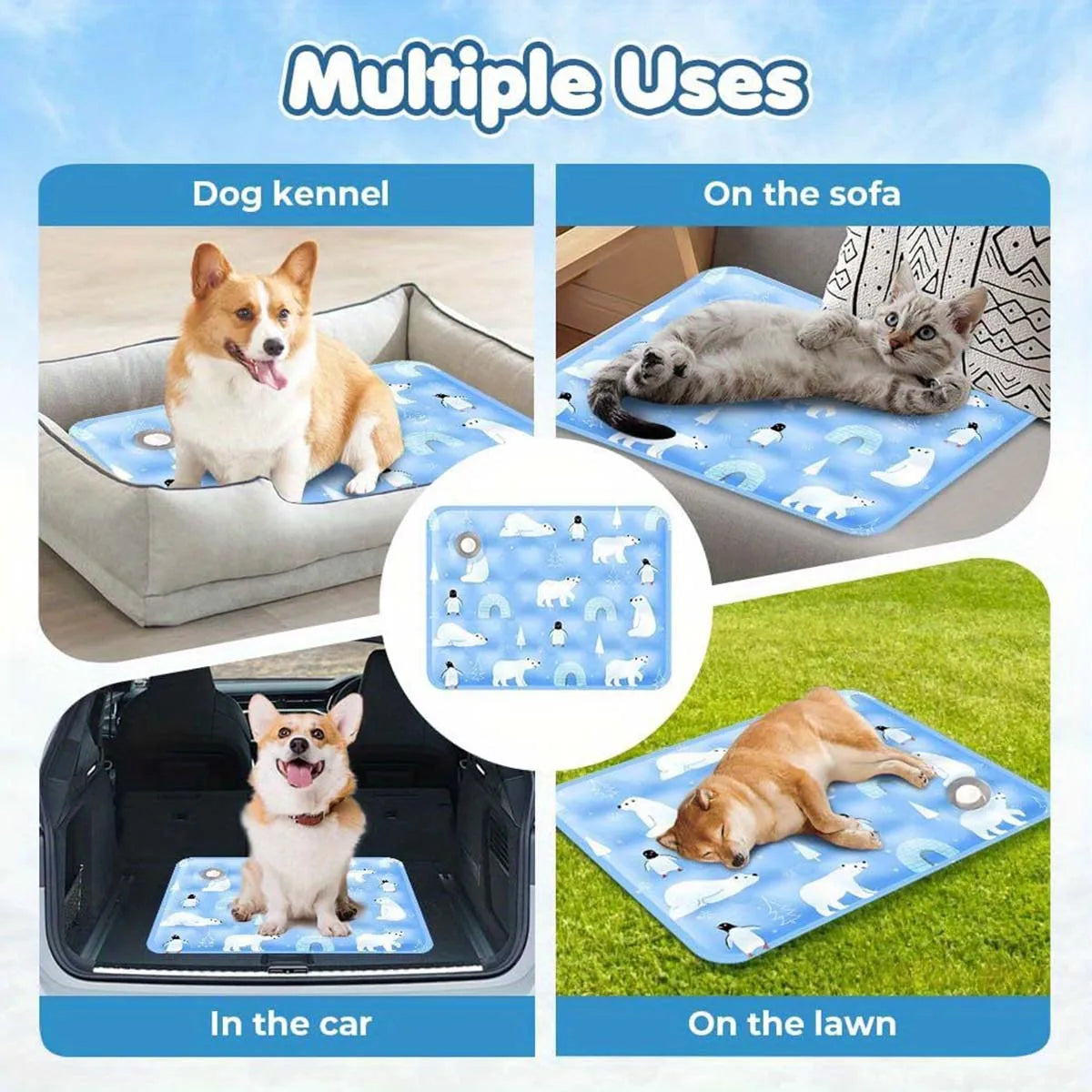Waterproof Pet Cooling Pad – Dry Ice or Water-Filled Cool Mat for Dogs & Cats