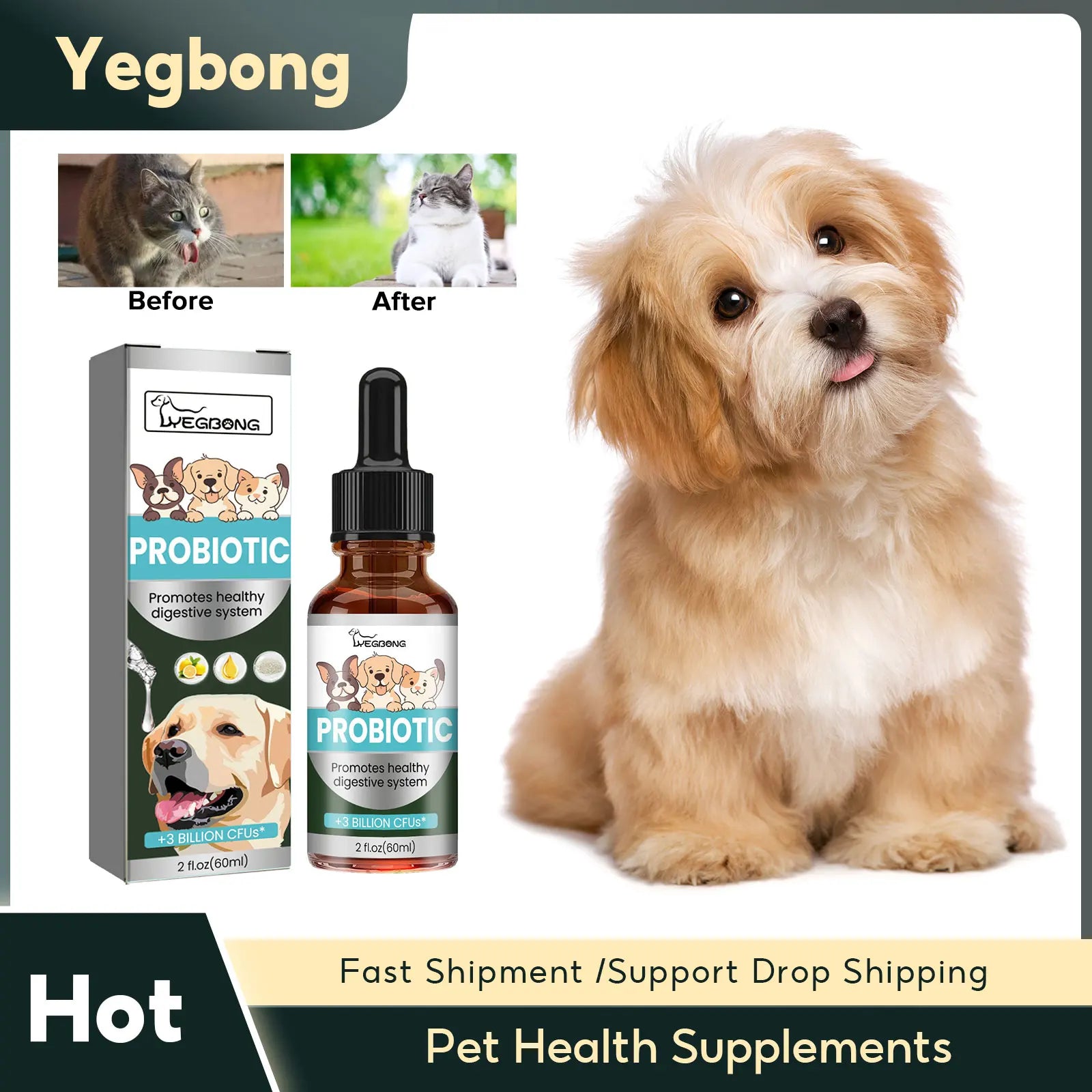 Pet Multivitamin Health Drops – Boost Immunity, Oral Care & Digestive Support for Dogs & Cats