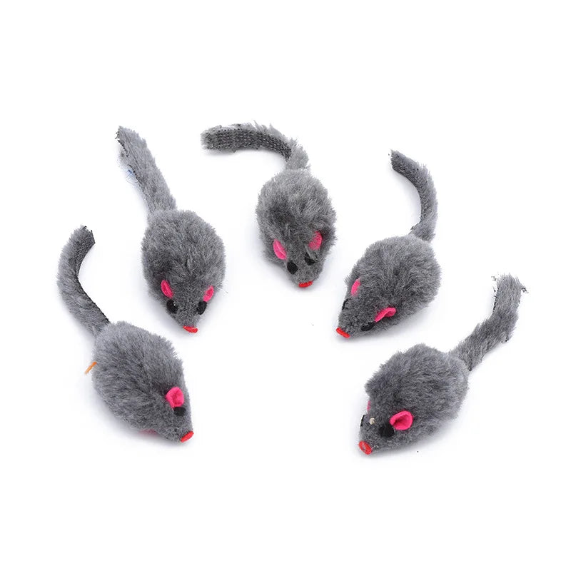 5PCS Plush Simulation Mouse Cat Toys – Interactive Teasing Toy for Cats