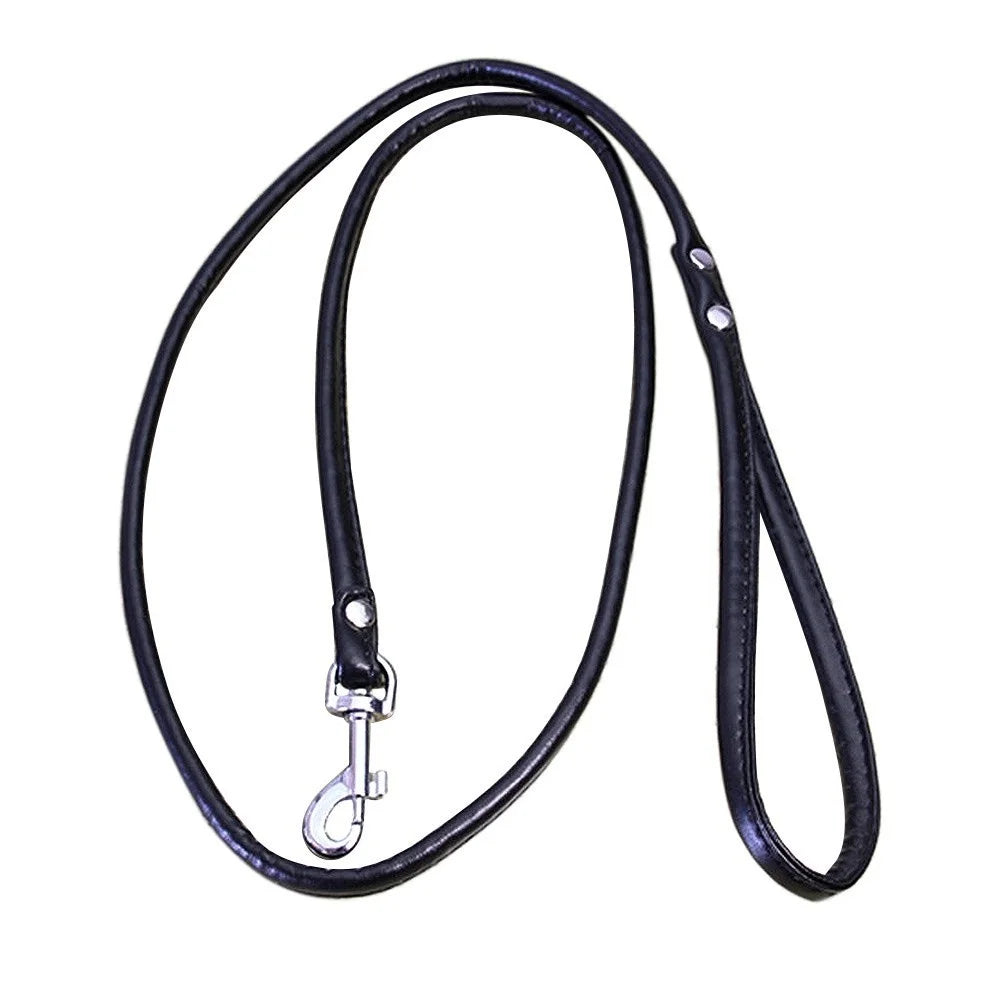Soft PU Leather Dog Leash – 120cm Smooth Lead for Small Dogs & Puppies
