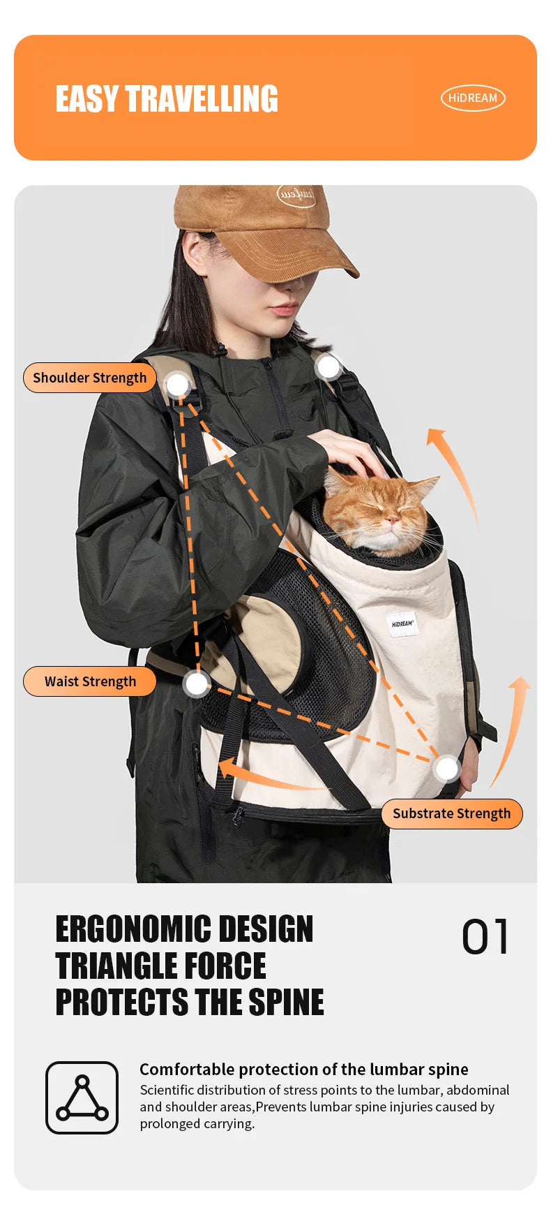 Pet Chest Backpack – Front Carrying Tote for Dogs & Cats, Breathable Outdoor Shoulder Bag, Portable Pet Travel Carrier