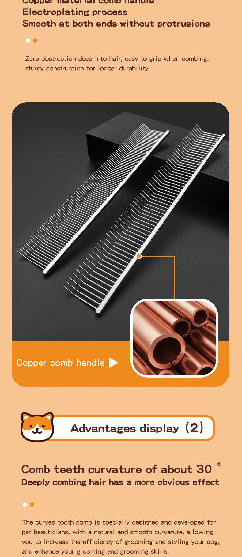 Curved Hook Pet Grooming Comb – Deep Deshedding & Fluffing Tool with Curved Teeth for Dogs & Cats