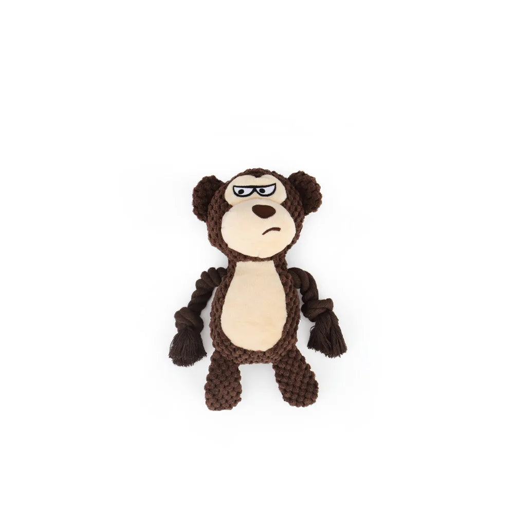 Animal Rope Plush Dog Toy – Rabbit & Monkey Squeaky Chew 🐾🧸