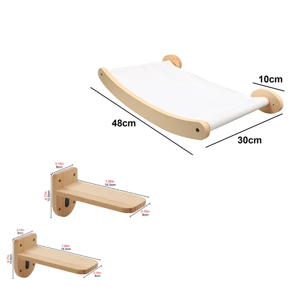🐾 Wall-Mounted Cat Climbing Rope with Solid Wooden Pedals – Indoor Kitten Training & Claw Grinding Furniture