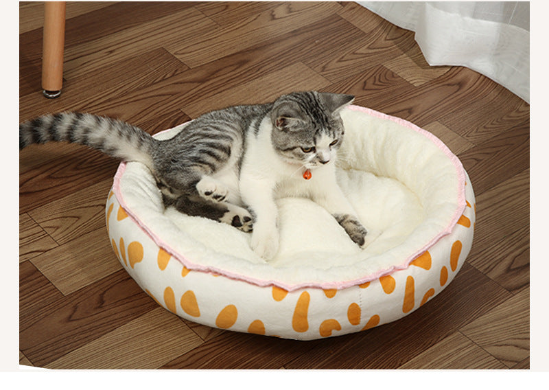 Double-Sided Soft Cotton Dog Bed – Washable Warm Cushion Basket for Small & Medium Dogs