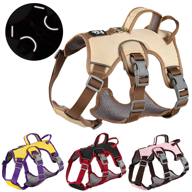 🐕 Adjustable Reflective Dog Harness – For Small to Large Dogs (French Bulldog, Husky & More) 🐾