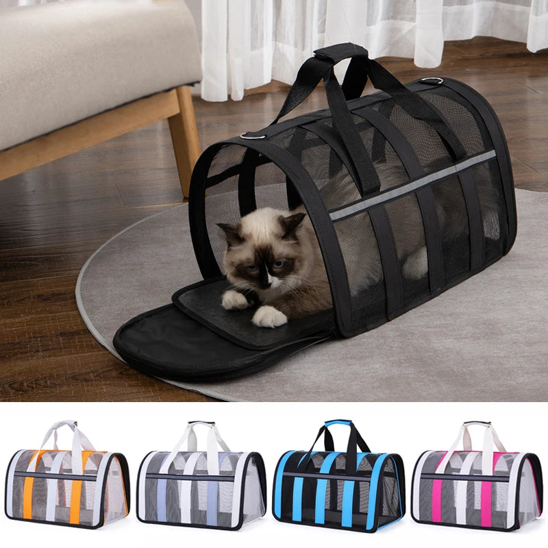Foldable Pet Carrying Bag – Portable Mesh Handbag for Small to Medium Dogs & Cats